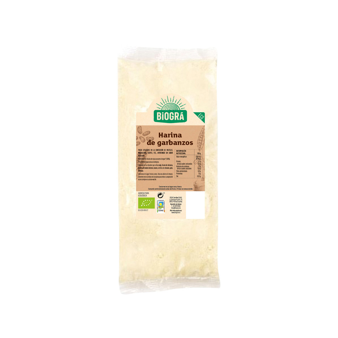 8447212173153 Harina de Garbanzos Sin Gluten (500g) - Imagen 1